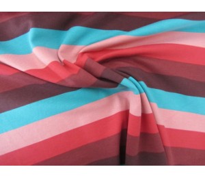 Jersey - Retro Streifen rot türkis